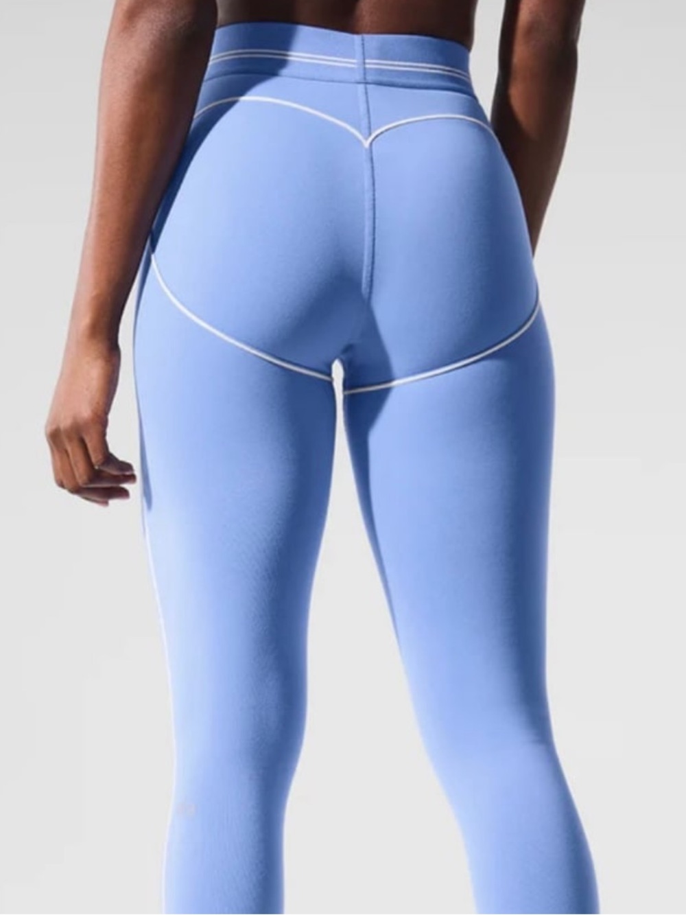 NWT ALO YOGA Airbrush High Waist Heartthrob Leggings Crystal Clear Blue/White